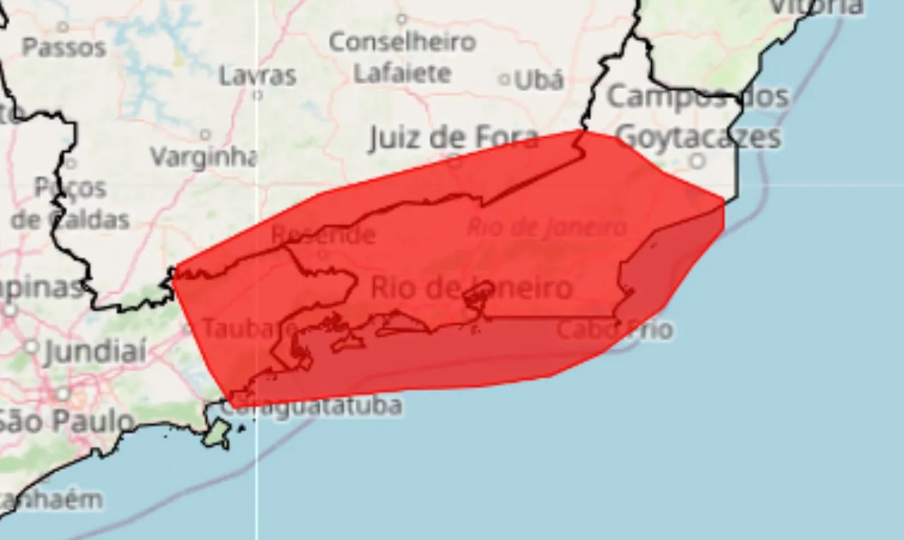 o mapa mostra &agrave;s &aacute;reas em alerta para chuva intensa